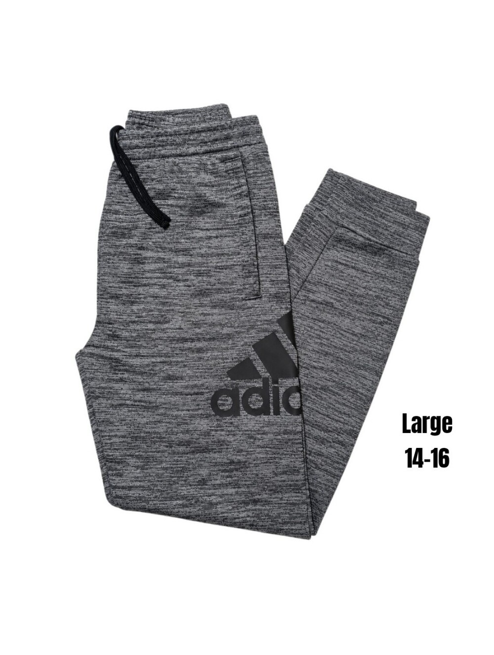 Adidas Big Boys Dark Grey Black Marl Logo Jogger Pants Large 14/16